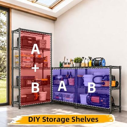 Lab Cosi 3 Tier Narrow Shelf 18.5" W Black Wire Rack, Adjustable Metal Storage Organizer for Bathroom Kitchen Entryway, Freestanding Shelf Unit - size: 18.5"W x 35"H x 12"D