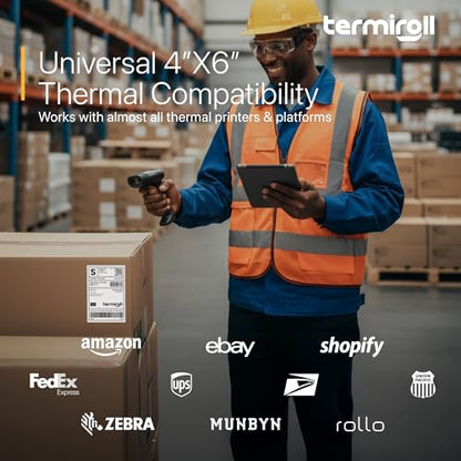 4x6 Thermal Labels, Shipping Stickers 130 Labels/Fanfold Perforated, Compatible with Rollo, Zebra, iDPRT, Munbyn & More Direct Thermal Printers, Strong Adhesive for Small & Medium Business - size: 4x6 - 1 Stack | 130 Labels
