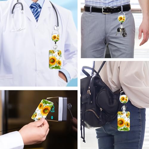 2 Pack Sunflower ID Badge Holder with Clip Badge Reels - color: 2 Pack-sunflower