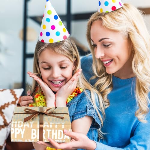 MAMUNU Birthday Wrapping Paper Roll, Silver and Brown Kraft Happy Birthday Wrapping Paper Jumbo Roll for Boys Girls Women Men, 17x590 inch (70 sq. ft.) - color: Silver