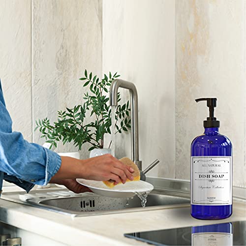Sunrise Premium Cobalt Blue Glass Soap Dispenser with Pump, 2 Pack - color: Cobalt Blue Glass - Plastic Pump