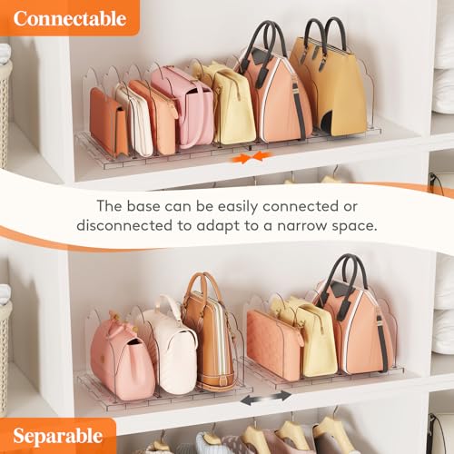 Lifewit Purse Organizer for Closet, Adjustable Clear Handbag Shelf Dividers - size: 7.3"H
