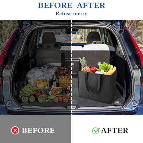 Reusable Grocery Shopping Bags 10 Pack Large Foldable Tote Bags Bulk - color: Black