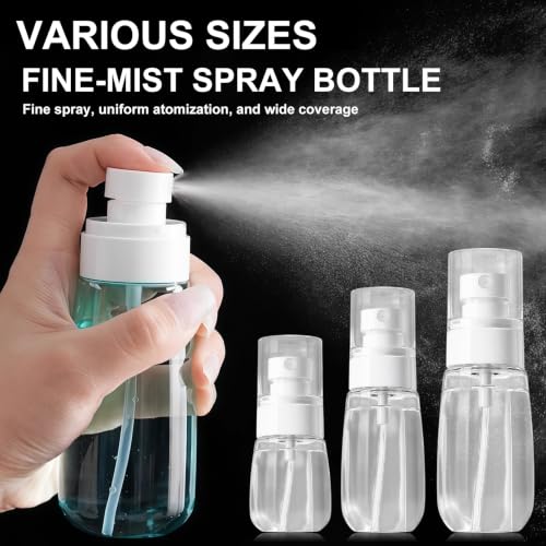 3 Pack Continuous Spray Bottle Atomizing Mister for Hair,Plants,Cleaning,Travel Fine Mist Water Spray Bottles for Styling,Refillable Empty Spray Bottles,Translucent White(30ml+60ml+100ml) - color: G