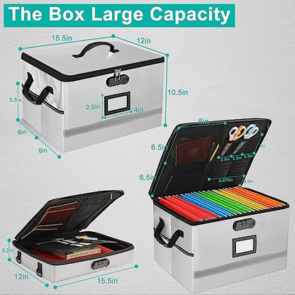EXLIFBAG Fireproof File Organizer with Lock, 2 Layer - color: Grey, size: 2 Layer