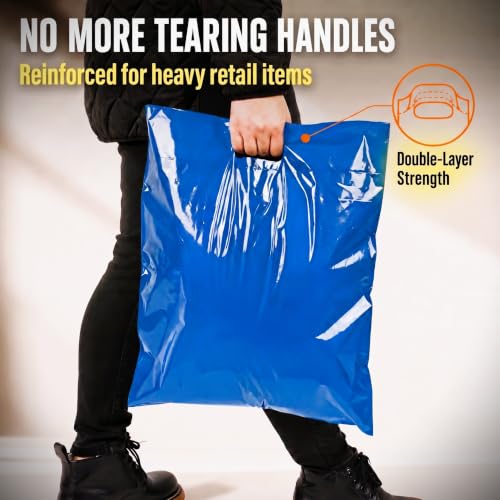 16x18 Large Plastic Shopping Bags for Small Business with Handles