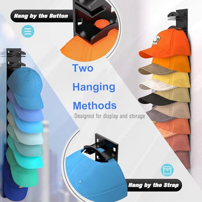 Hat Organizer for Baseball Caps 2 Pack Hat Rack for Wall Hat Hanger Holder