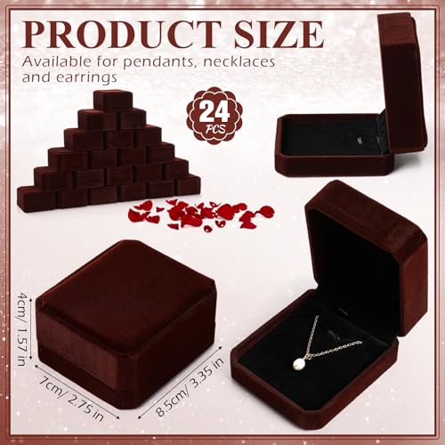 Sureio 24 Pcs Velvet Jewelry Gift Boxes Bulk Coffee - color: Coffee