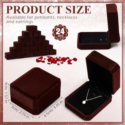 Sureio 24 Pcs Velvet Jewelry Gift Boxes Bulk Coffee - color: Coffee