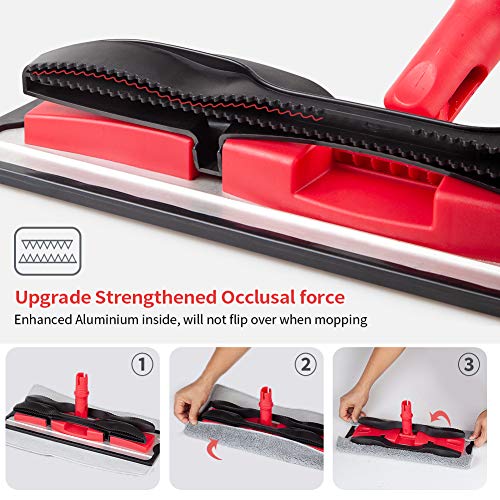 Microfiber Mops for Floor Cleaning: Hardwood Floor Mop 4 Washable Pads - color: Red