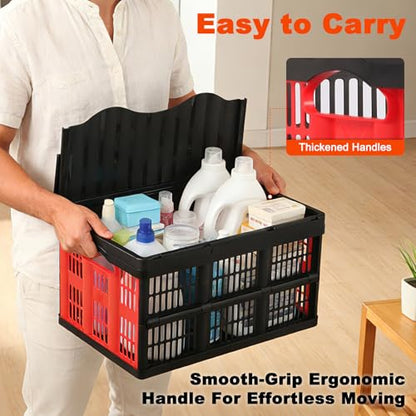 Collapsible Storage Bins,Collapsible Crates Basket (45L 1PK Red&Black) - color: 45L 1PK Red&Black