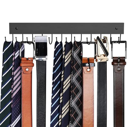 Belt Hanger Wall Mounted, Wooden Belt Organizer - color: Black, size: 1 Pack-Belt