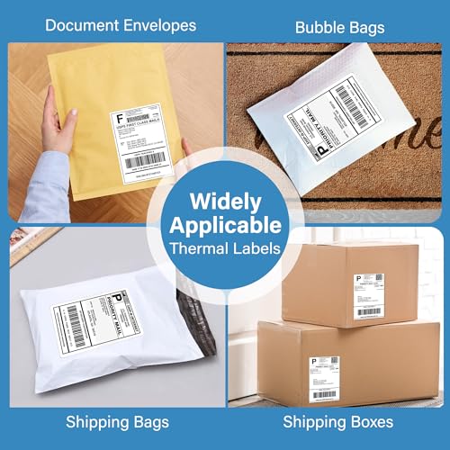 LotFancy 4x6 Thermal Labels, 500 Shipping Labels with Perforation, Permanent Adhesive, White Mailing Label Stickers, Compatible with Rollo, Zebra Thermal Printers - size: Fanfold 1 Stack 500 Labels