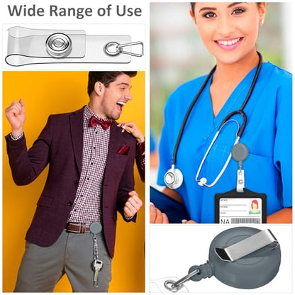 Zonon 100 Pcs Retractable Badge Reel ID Holder with Clip,Gray - color: Gray