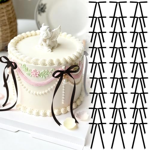 Luceinvita 5" X 7" Black Satin Ribbon Bows (50 Packs) - color: Black, size: 5x7 Inch - 50pcs