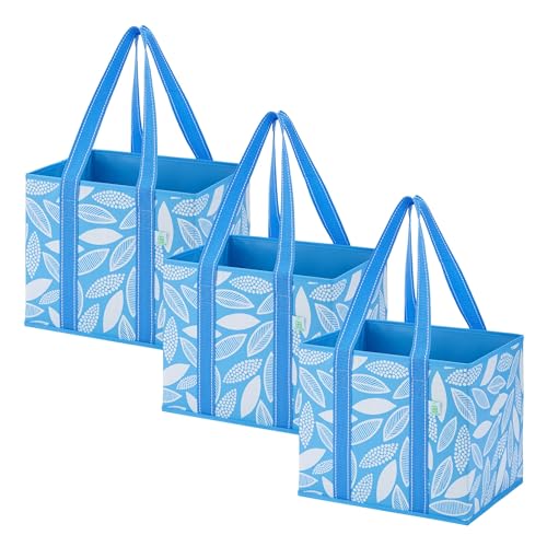 VENO 3 Pack Heavy Duty Reusable Grocery Shopping Bags Utility Tote - color: Spring Breeze, size: 3 Pack - 6 Gallon