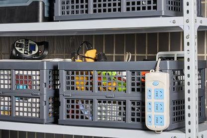 Aebeky 3-Pack Plastic Collapsible Storage Crates-30L,Foldable Plastic Crates for Storage (Gray) - color: Gray