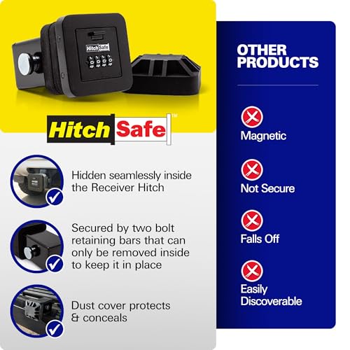 HitchSafe HS7000 Key Vault | Hidden Trailer Hitch Safe for Secure Key Storage | CarShare Turo | Weather Resistant and Durable with 4-Digit Combination Lock for Cars, Trucks, and SUVs