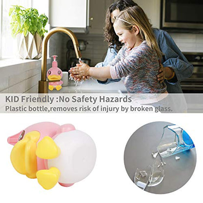 Pink Duck Cute Soap Dispenser for Kids Gift - color: Pink