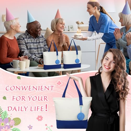 Sanwuta Canvas Tote Bags with Zipper Plush Purse Craft - color: Blue