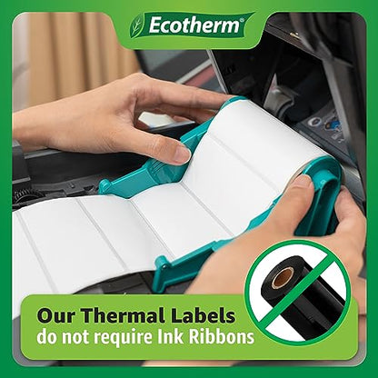 1" x 3" Thermal Labels | 4 Rolls | 2720 Labels | fits Zebra, Godex, Arkscan, iDPRT, Offnova Thermal Label Printers and More | Blank White Adhesive Stickers by Ecotherm - size: 1 x 3 - 2720 Labels