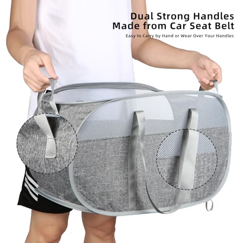 100L Collapsible Laundry Baskets, Tear Proof Pop Up Laundry Hamper with Dual Handles, Large Foldable Laundry Basket, Easy to Carry Laundry Hamper for Home, Laundry Room, Bedroom, Dorm, Travel Grey - color: 100L-1x-Gray