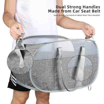 100L Collapsible Laundry Baskets, Tear Proof Pop Up Laundry Hamper with Dual Handles, Large Foldable Laundry Basket, Easy to Carry Laundry Hamper for Home, Laundry Room, Bedroom, Dorm, Travel Grey - color: 100L-1x-Gray