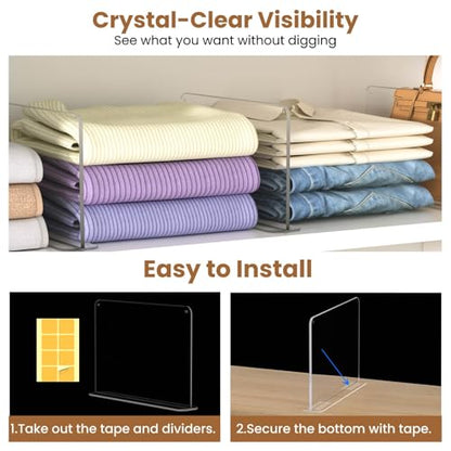 Shelf dividers for Closet Organization: Stable Upright Support - size: 6 Pack