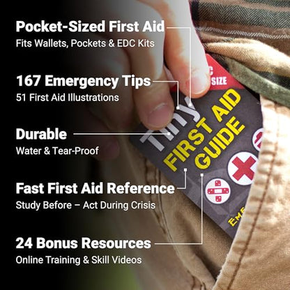 Tiny First Aid, Disaster & Survival Guide Set – Pocket Emergency Preparedness Handbooks for Safety, Crisis Response & Natural Disaster Readiness (3-Pack) - style: 1 First Aid Guide + 1 Disaster Guide + 1 Survival Guide