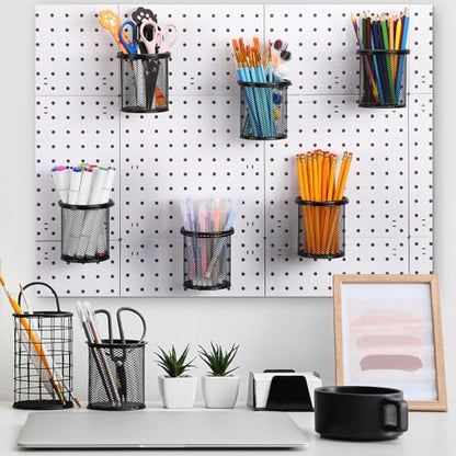 Spakon 6 Sets Pegboard Cups with Hook, Black, 2.95x2.95x3.74'', Straight - color: Black, size: 2.95x2.95x3.74'', style: Straight