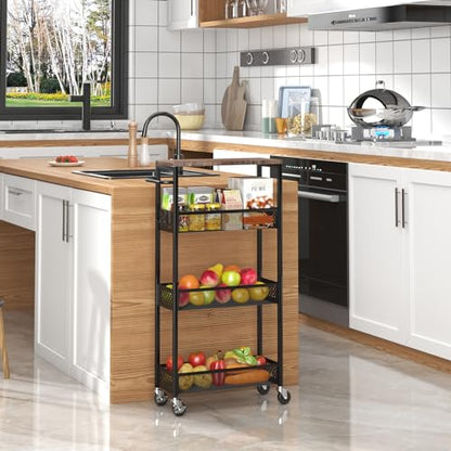 XYZLVSI Utility Slim Storage Cart, 4 Tier Kitchen Narrow Shelf on Wheels - size: 16.7"Dx7.1"Wx34"H