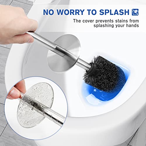 Toilet Brush and Holder, 2 Pack Toilet Brush Stainless Steel, Toilet Bowl Brush for Bathroom Toilet-Ergonomic, Elegant,Durable (Silver) - color: Silver