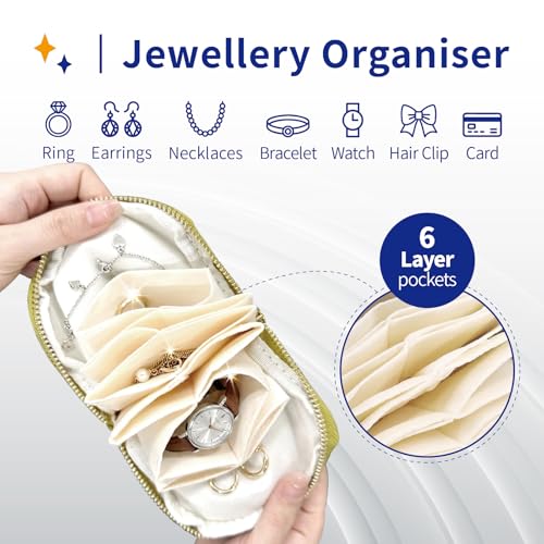 Small Travel Jewelry Case with Earring Box Mini Jewelry Case - color: Green