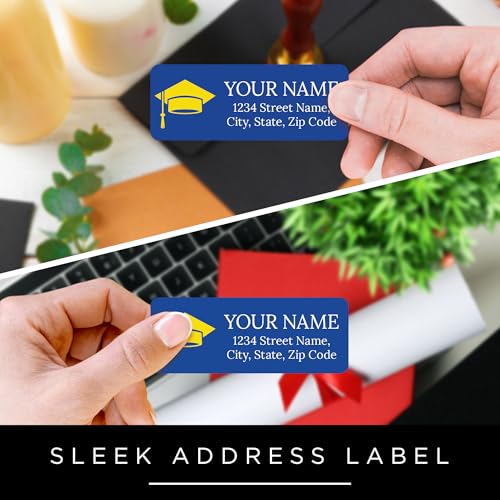 Personalized Graduation Return Address Labels, Custom Announcement Name and Address Mailing Labels Sheets, 30-1200 by My Sign Center