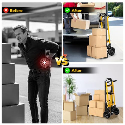 LDHTHOPI 4 in 1 Convertible Hand Truck Dolly, 850Lbs Max Load Capacity - color: Yellow, size: Large-Steel