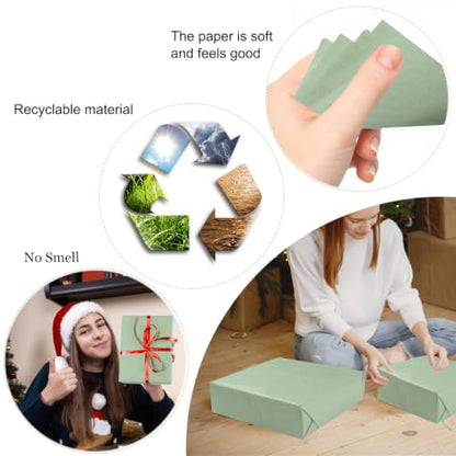 100 Sheets Sage Green Tissue Paper 14 x 20 Inches Sage Green Wrapping Paper Bulk for Weddings Birthday DIY Project Christmas - color: Sage Green, size: 14x20 Inch (Pack of 100)