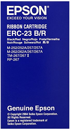 Epson ERC-23BR Printer Ribbon for M-250/M-260/RP265/267/TM-267A, B, C, D/TM-270, Black/Red in Retail Packaging