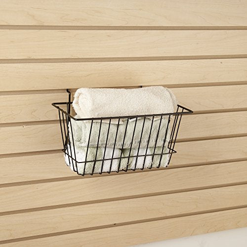 Econoco - Black Multi-Fit Narrow Wire Basket for Slatwall, Pegboard or Gridwall (Set of 6) Metal Semi-Gloss Basket, Black - color: Black Finish