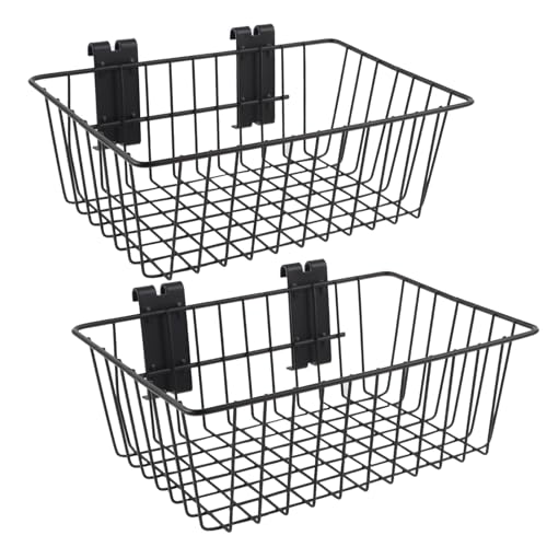 Polmart Heavy Duty Gridwall/Grid Panel Basket, Black (2-Pack)