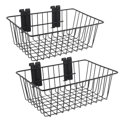 Polmart Heavy Duty Gridwall/Grid Panel Basket, Black (2-Pack)