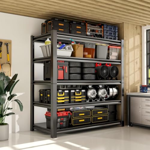 59" W Garage Shelving,5-Tier Heavy Duty Shelving Unit,3000LBS Adjustable Metal Storage Shelves,Storage Rack Units for Industrie,Shed,Warehouse,Basement,Black,59" W x 19.7" D x 72" H - size: 19.7"Dx59"Wx72"H