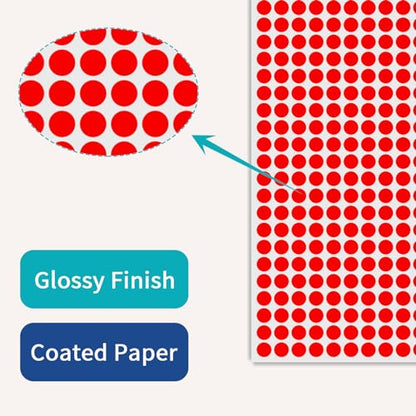 1/4" Red Dot Stickers Small Tiny Mini Little Circle Stickers - color: Red, size: 1/4 INCH