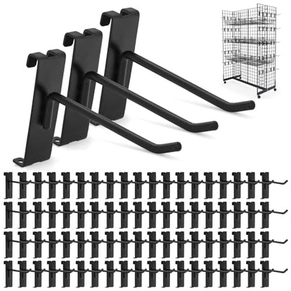 Gridwall Hooks 100 Pcs, 4 Inch Heavy Duty Display Hooks for Grid Wall Panels, Wire Gridwall Accessories for Retail Display Rack Hanging Storage (Black) - size: 4 Inch
