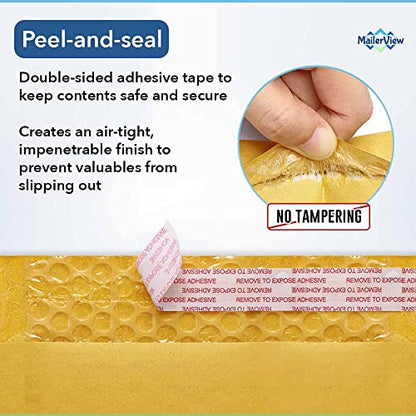Kraft Bubble Mailers 5x10, Self Seal Padded Envelopes #00, 250 Pack Bulk - size: 5x10 / 250 Pack