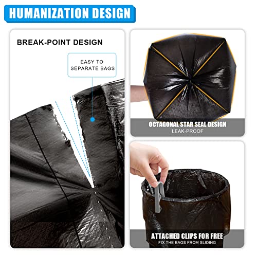 FORID Small Black 4 Gallon Trash Bags, 110 Count, Unscented, Durable PE Material, Leak-proof, Fits 11.3" Diameter Cans, Ideal for Bathroom, Kitchen, Office - size: 4 Gal (110 Count)