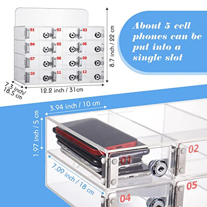 Threan 12 Slot Cell Phone Locker Box for Classroom with Door Locks and Keys - size: 12 Slot