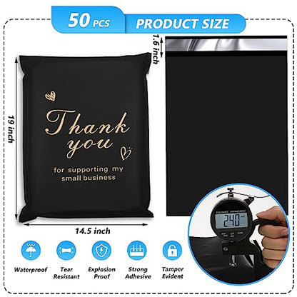 Thank You Poly Mailer 14.5x19 Inch 50 Pcs, Black - color: Black, size: 14.5x19 Inch 50 pcs