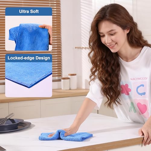 JOYMOOP Microfiber Cleaning Cloth, 18 Piece Set, Medium, Blue - color: L