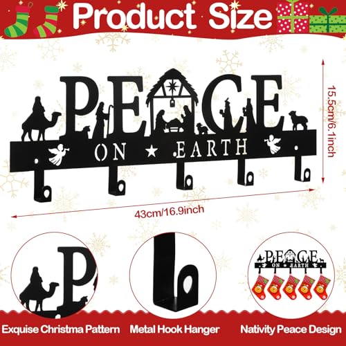 Cinnvoice Nativity Christmas Stocking Holder for Wall, 5 Hangers,Peace - style: Peace