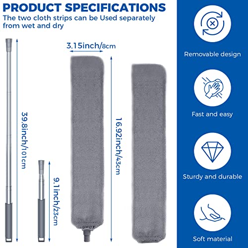 Retractable Gap Dust Cleaner Cleaning Tools with 2 Microfiber Dusting Cloths Long Handle 60inches Washable and Retractable Duster Brush for Cleaning Under Appliances Furniture Couch Fridge - size: 4 PCS Gap Duster